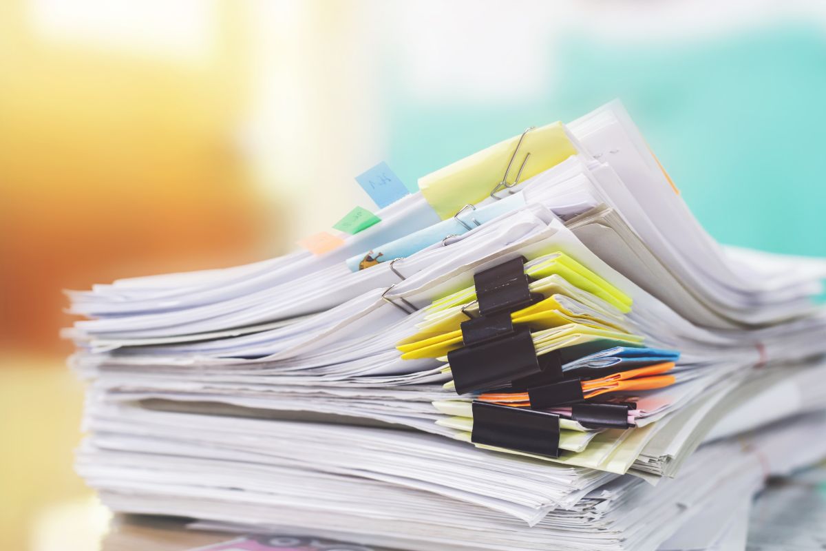 a bunch of paper documents
